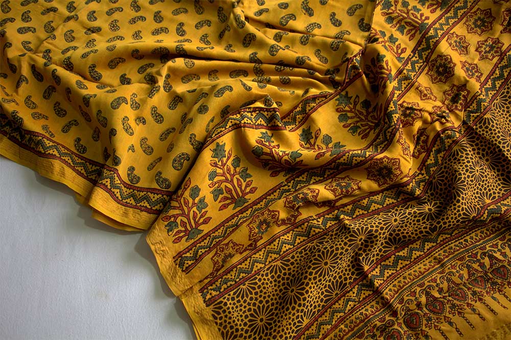 Ajrakh Print Sarees - Motamal Handlooms, Chanderi