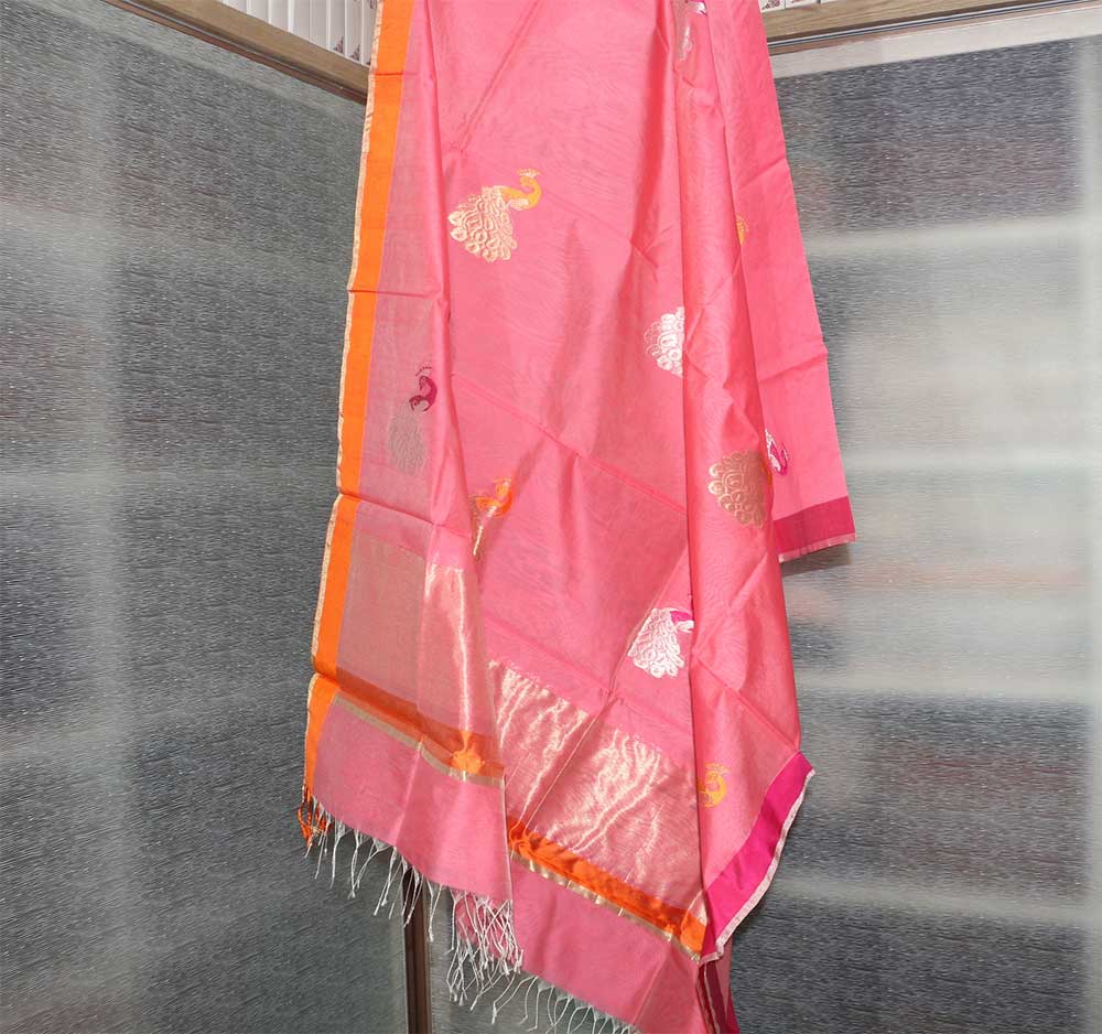 Chanderi Dupatta - Motamal Handlooms, Chanderi