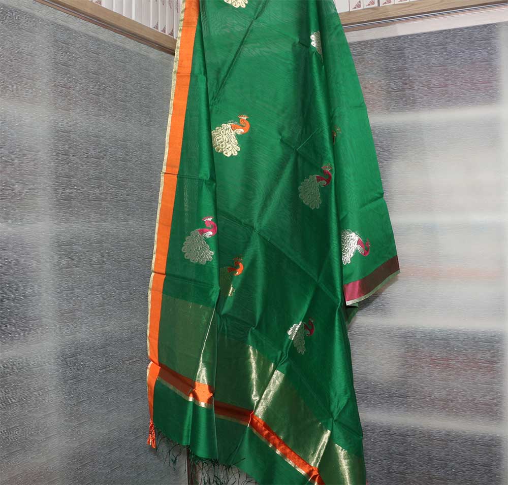 Chanderi Dupatta - Motamal Handlooms, Chanderi