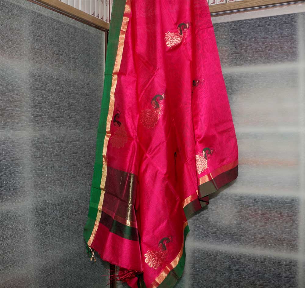 Chanderi Dupatta - Motamal Handlooms, Chanderi