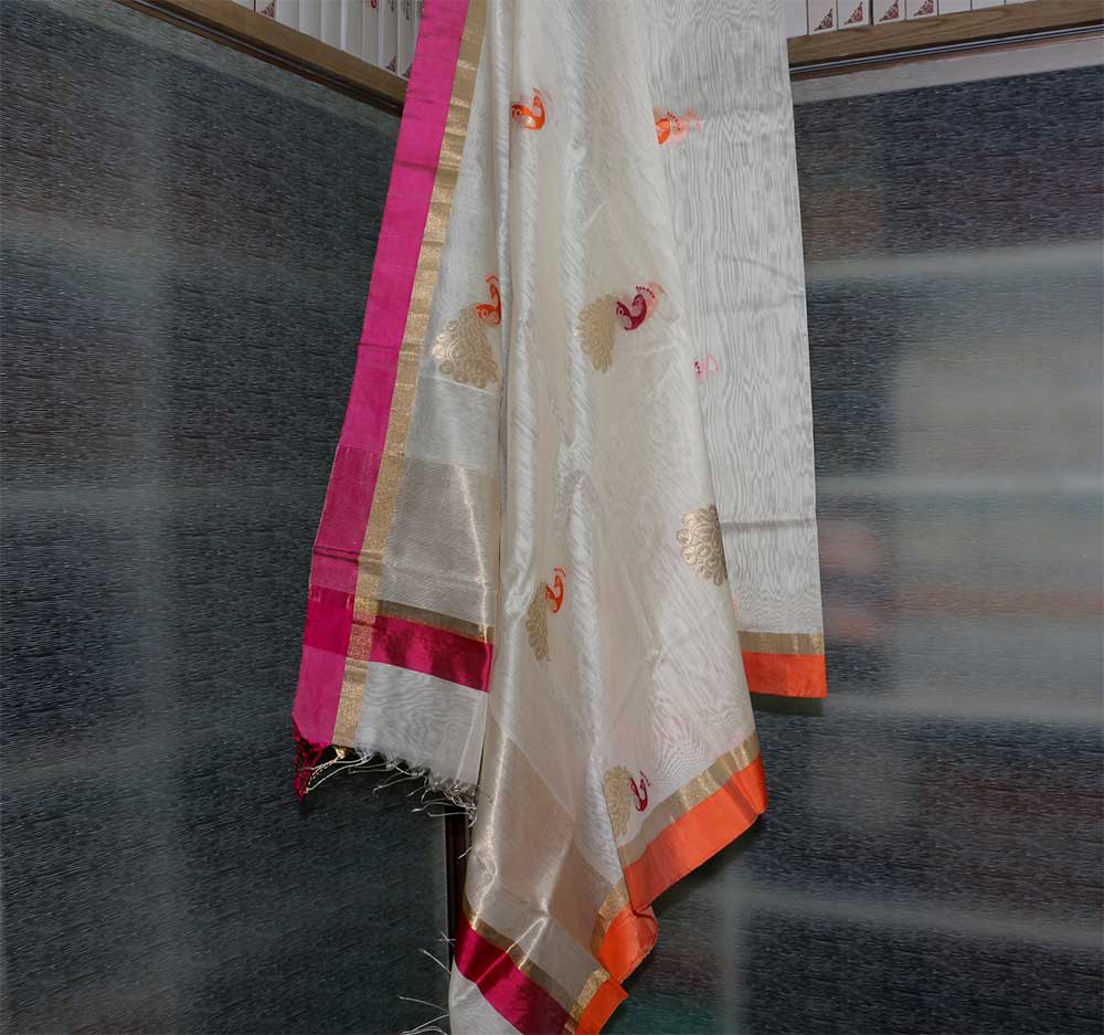 Chanderi Dupatta - Motamal Handlooms, Chanderi