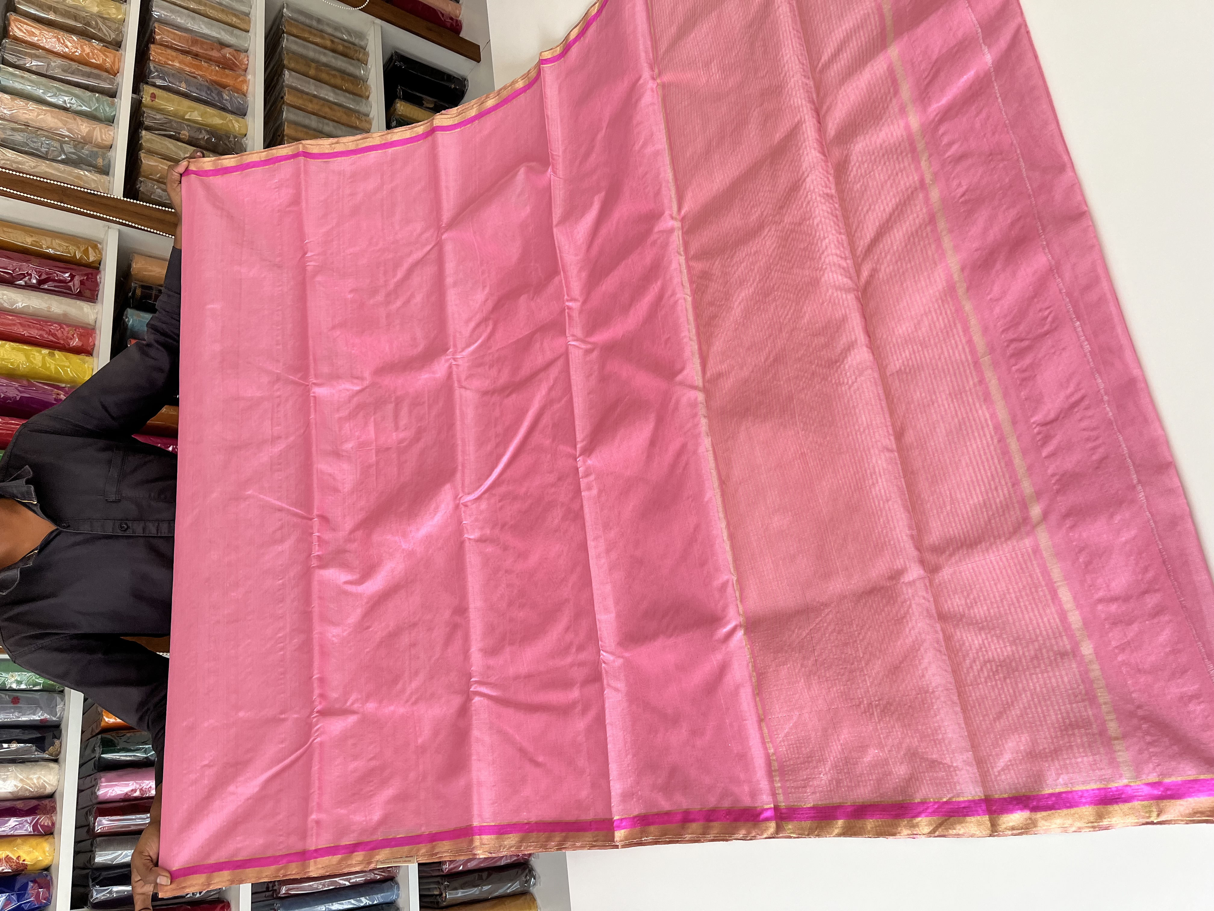 Chanderi Hand woven Plain Sarees