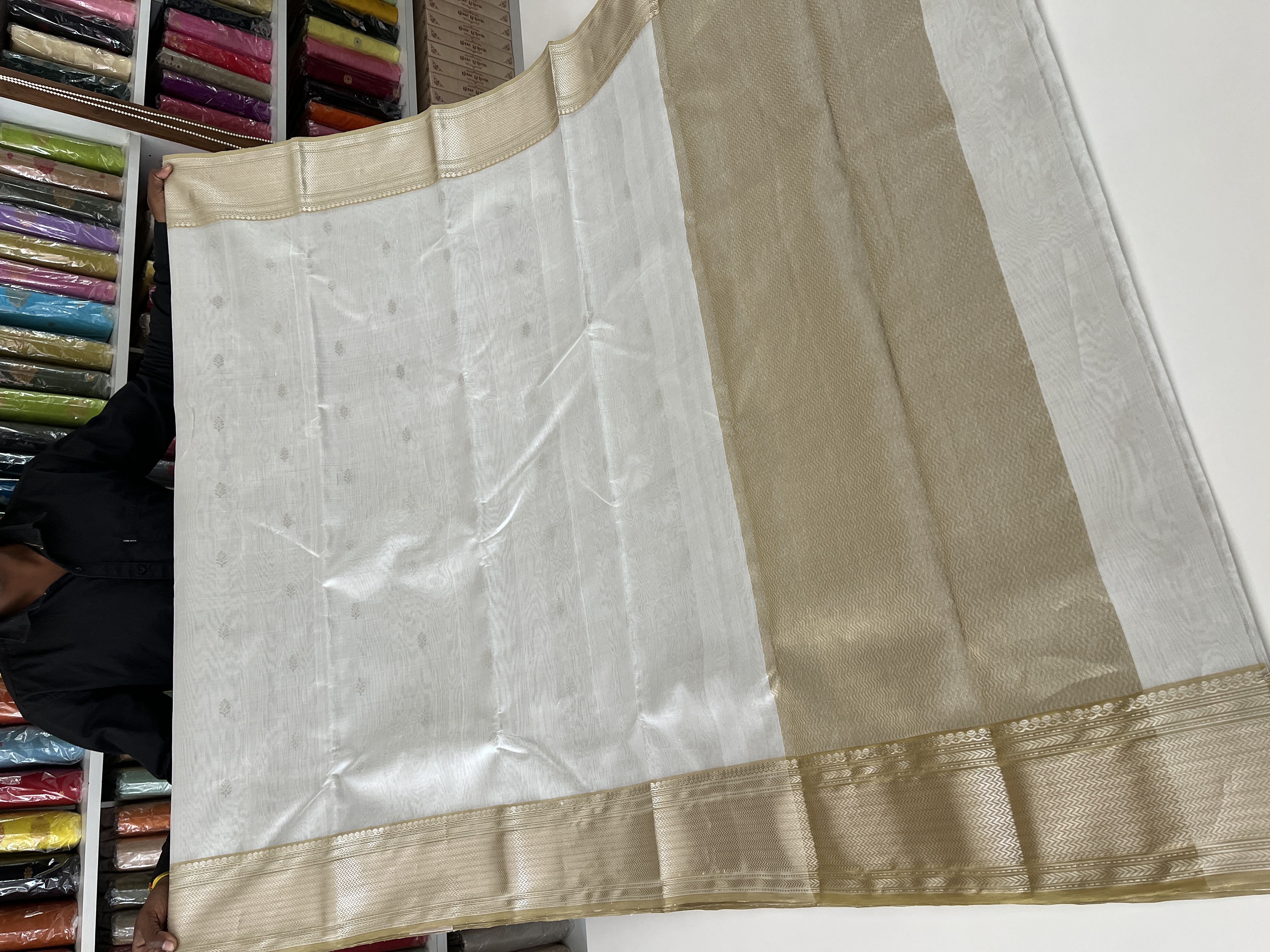 Chanderi Sarees tissue silk with pattu silk